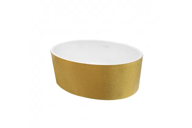 Umywalka nablatowa Uniqa Glam Gold 32x46x17 + odpływ klik-klak chrom