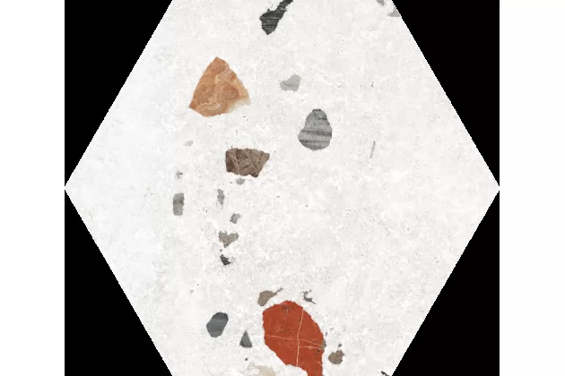 Sonar White Hex 22x25. Płytka gresowa lastryko.