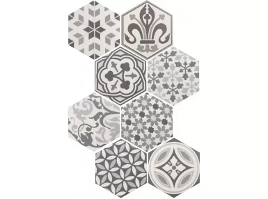 Hexatile Mate Harmony B&W 17,5x20 - płytka gresowa wzorzysta