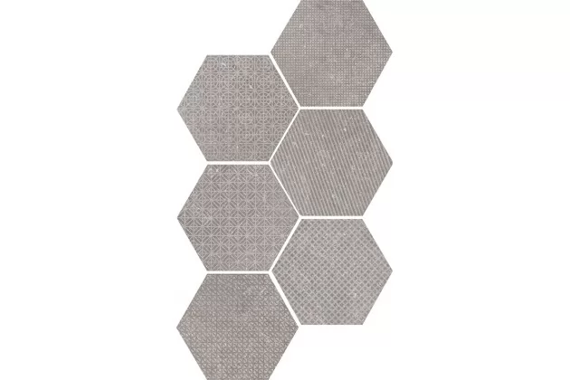 Coralstone Hexagon Melange Grey 29,2x25,4 - Szara płytka heksagonalna