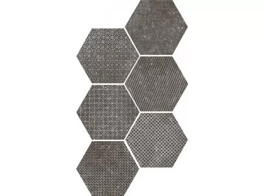 Coralstone Hexagon Melange Black 29,2x25,4 - Czarna płytka heksagonalna