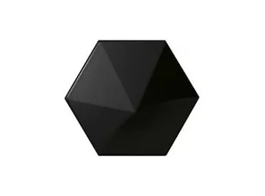 Magical 3 Oberland Black Matt 12,4x10,7 - Czarna matowa płytka ścienna heksagonalna 3D
