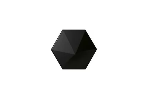Magical 3 Oberland Black Matt 12,4x10,7 - Czarna matowa płytka ścienna heksagonalna 3D