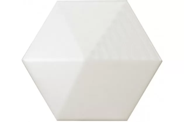 Magical 3 Umbrella White Matt 12,4x10,7 - Biała matowa płytka ścienna heksagonalna 3D