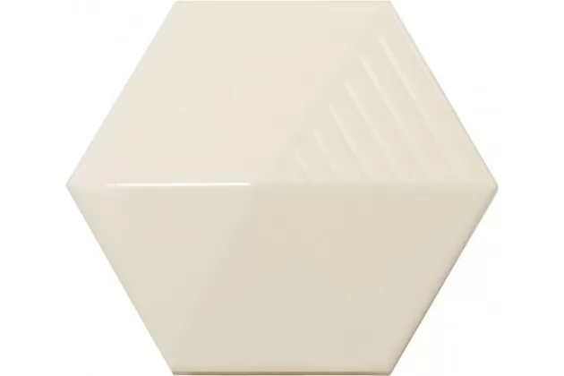 Magical 3 Umbrella Cream 12,4x10,7 - Kremowa płytka ścienna heksagonalna 3D