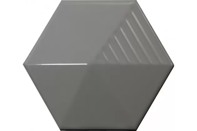 Magical 3 Umbrella Dark Grey 12,4x10,7 - Szara płytka ścienna heksagonalna 3D