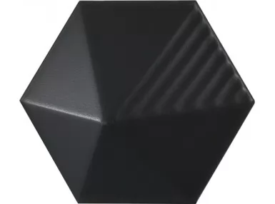 Magical 3 Umbrella Black Matt 12,4x10,7 - Czarna matowa płytka ścienna heksagonalna 3D