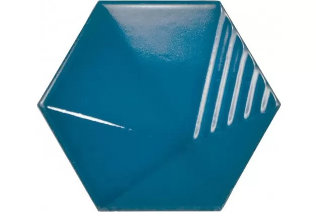 Magical 3 Umbrella Electric Blue 12,4x10,7 - Niebieska płytka ścienna heksagonalna 3D