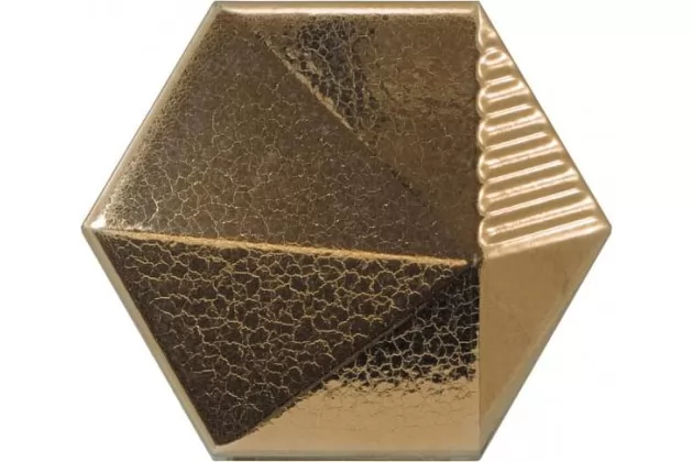 Magical 3 Umbrella Metallic 12,4x10,7 - Złota płytka ścienna heksagonalna 3D