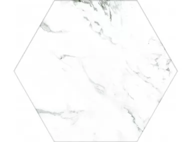 Calacatta Hex 25 22x25. Biała płytka imitująca marmur