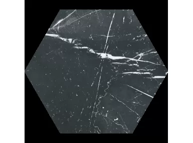 Marquina Hex 25 22x25. Czarna płytka imitująca marmur