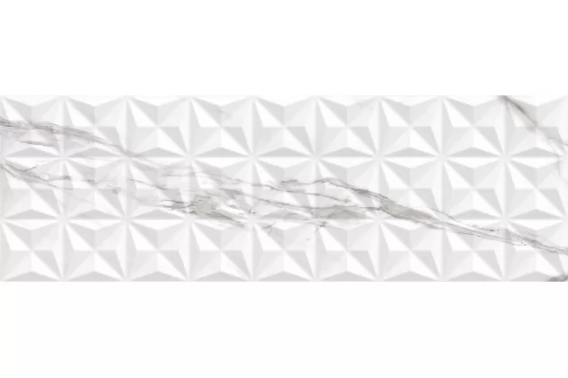Tarvos Blanco 33.3x100 - Biała płytka z wzorem geometrycznym 3D