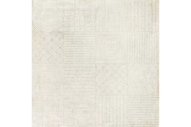 Marles Sand 60x60 - Białą, wzorzysta płytka w stylu patchwork