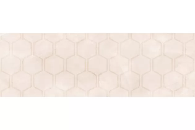 Grant Beige 33.3x100 - Kremowa płytka ścienna z wzorem heksagonalnym