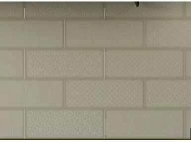 Fulham Bone Decor 15x40 - kremowa płytka ścienna cegiełka z wzorem geometrycznym