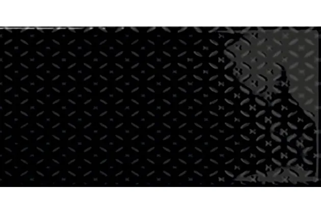 Ocean Black Decor 7,5x15 - czarna płytka ścienna z wzorem geometrycznym