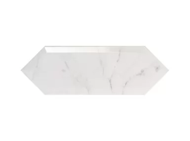 Picket Beveled Carrara 10x30 - biała imitująca marmur płytka ścienna sześciokątna z fazowanymi krawędziami