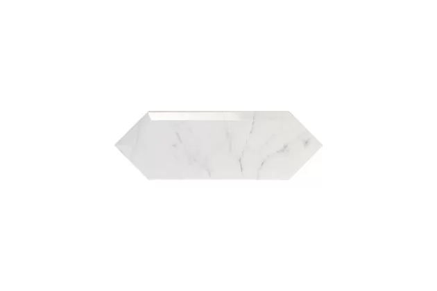 Picket Beveled Carrara 10x30 - biała imitująca marmur płytka ścienna sześciokątna z fazowanymi krawędziami