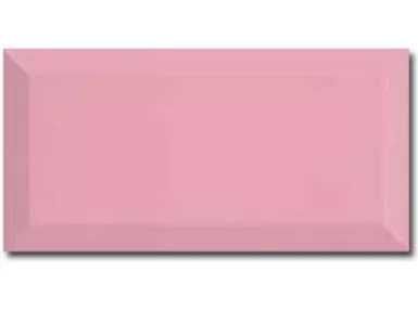 Biselado BX Rosa Palo Brillo 7,5x15. Różowa płytka ścienna z fazowanymi krawędziami.
