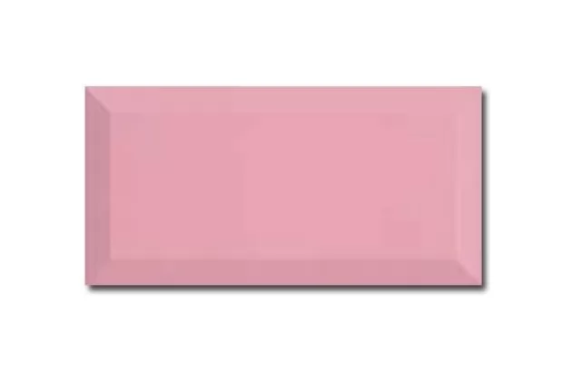 Biselado BX Rosa Palo Brillo 7,5x15. Różowa płytka ścienna z fazowanymi krawędziami.