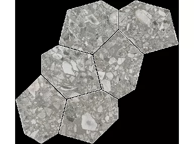 Mosaico Aymaras Cement 24,2x39,5 - Szara płytka gresowa sześciokątna
