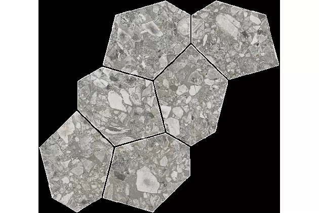 Mosaico Aymaras Cement 24,2x39,5 - Szara płytka gresowa sześciokątna