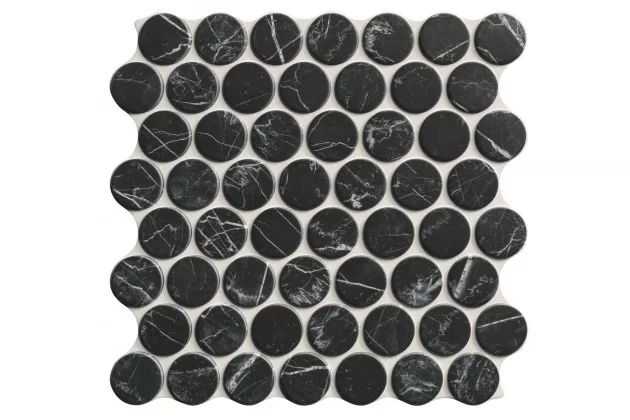 Circle Marquina 30,9x30,9 - Czarna płytka gresowa imitująca marmur