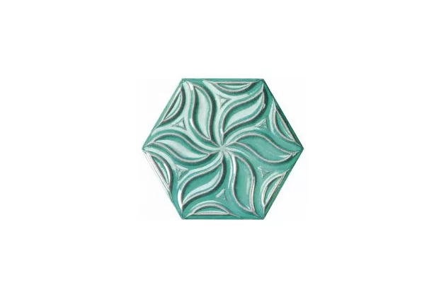 Ivy Teal 28,5x33 - Zielona płytka heksagonalna trójwymiarowa