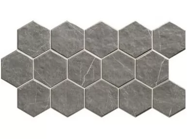 Muse Hex Grey 31x56. Szara płytka heksagonalna  imitująca kamień