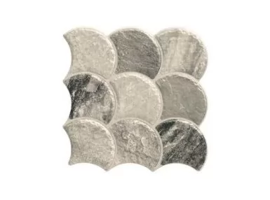 Scale Stone Steel 30,7x30,7. Płytka gresowa imitująca szary kamień w kształcie wachlarza