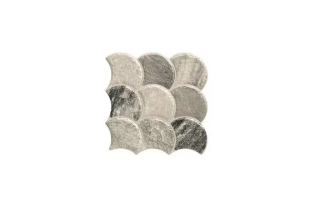 Scale Stone Steel 30,7x30,7. Płytka gresowa imitująca szary kamień w kształcie wachlarza