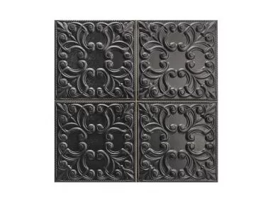 Tin Tile Black 44x44. Czarna płytka ścienna z wzorem ornamentu