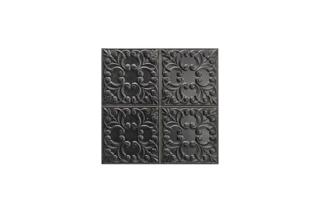 Tin Tile Black 44x44. Czarna płytka ścienna z wzorem ornamentu