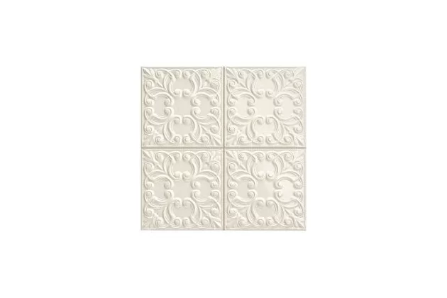 Tin Tile Zinc 44x44. Srebrna płytka ścienna z wzorem ornamentu