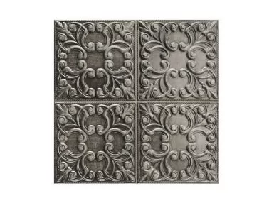 Tin Tile Iron 44x44. Stalowa płytka ścienna z wzorem ornamentu