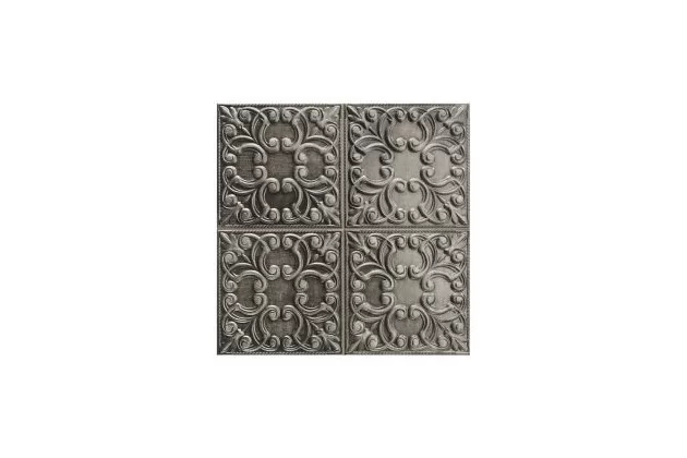 Tin Tile Iron 44x44. Stalowa płytka ścienna z wzorem ornamentu