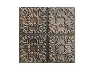 Tin Tile Cooper 44x44. Brązowa płytka ścienna z wzorem ornamentu