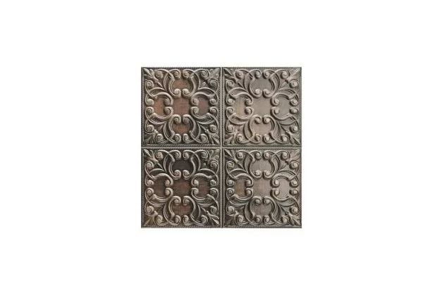 Tin Tile Cooper 44x44. Brązowa płytka ścienna z wzorem ornamentu