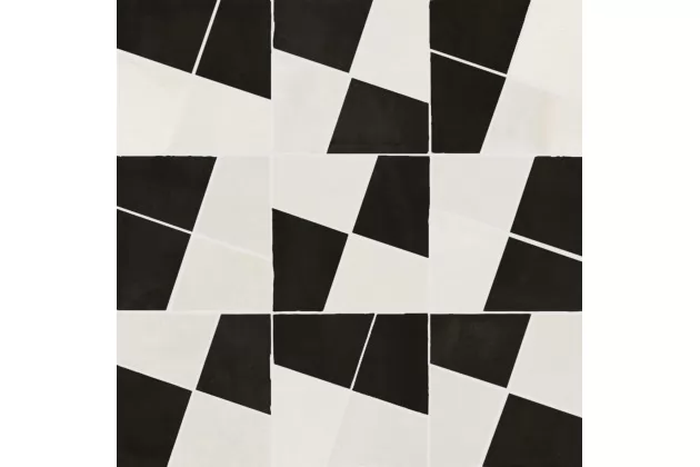 Zellige Mosaico Gesso + Carbone Lux 30x30 M8WH - Biało-czarna mała płytka ścienna