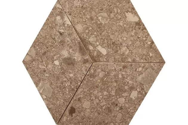 Mystone Ceppo di Gre Beige Mosaico 3D 29x33,5 M0KM. Beżowa płytka ścienna heksagonalna imitująca lastryko