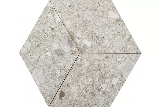 Mystone Ceppo di Gre Grey Mosaico 3D 29x33,5 M0KL. Szara płytka ścienna heksagonalna imitująca lastryko