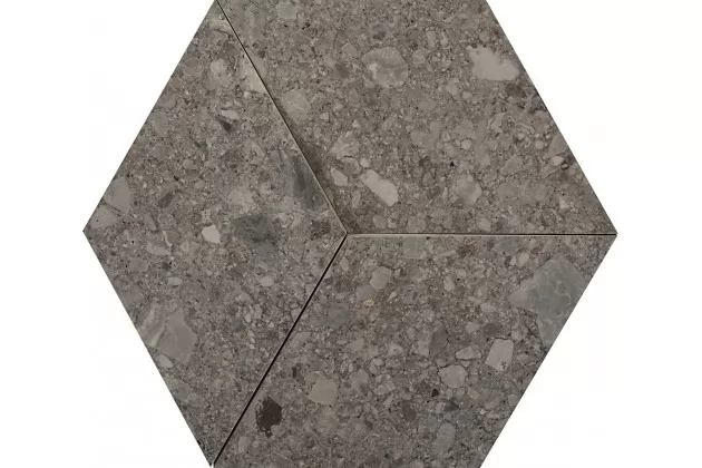 Mystone Ceppo di Gre Anthracite Mosaico 3D 29x33,5 M0KK. Antracytowa płytka ścienna heksagonalna imitująca lastryko