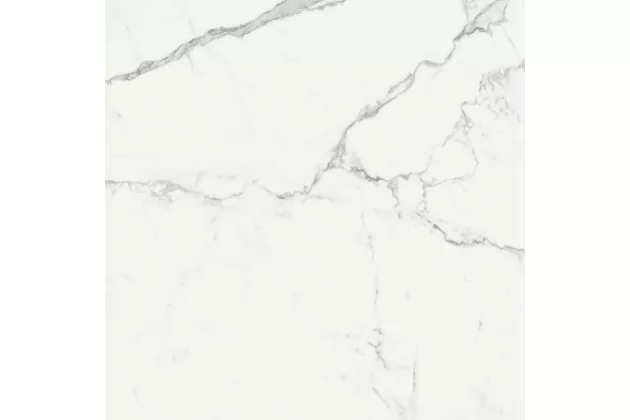 Marbleplay Statuarietto Rekt. Lux 58x58, M4LF - Biała płytka imitująca marmur