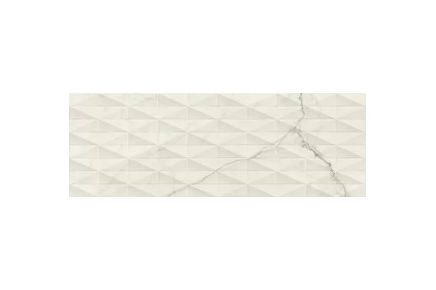 Allmarble Wall Statuario Struttura Pave Lux 3 D 40x120 M73S - Biała płytka ścienna strukturalna