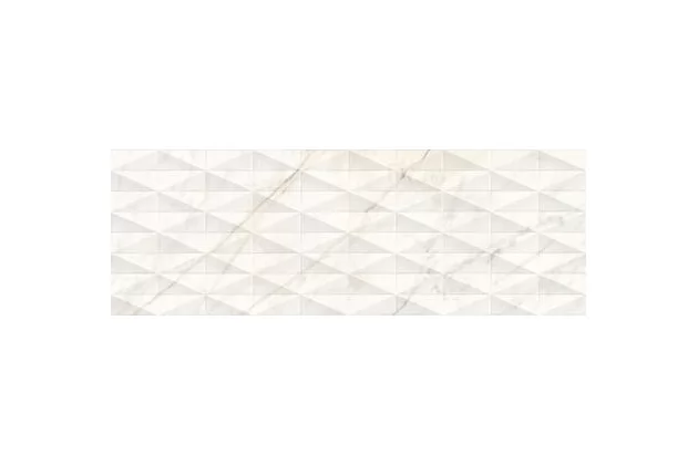 Allmarble Wall Golden White Struttura Pave Lux 3D 40x120 M71S - Biała płytka ścienna strukturalna