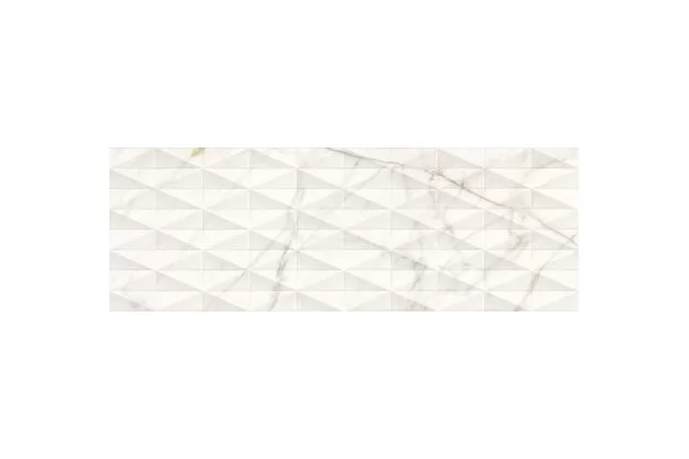 Allmarble Wall Golden White Struttura Pave Satin 3D 40x120 M6TK - Biała płytka ścienna strukturalna