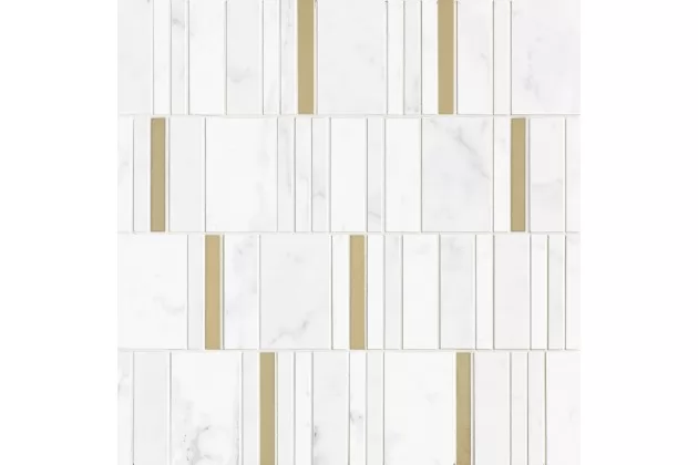 Allmarble Wall Altissimo Mosaico Barcode Lux 40x43 M8HA - Biała płytka ścienna mozaika