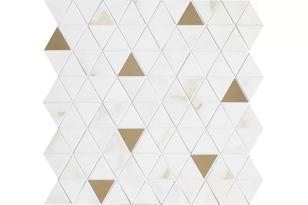 Allmarble Wall Golden White Mosaico Tria Satin 40x43 M8H1 - Biała płytka ścienna mozaika