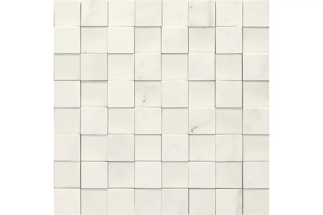 Allmarble Statuario Mosaico 3D 30x30 MMPU - Biała płytka ścienna mozaika imitująca kamień