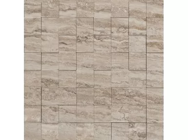Allmarble Travertino Mosaico 3D 30x30 MMPX - Brązowa płytka ścienna mozaika imitująca kamień